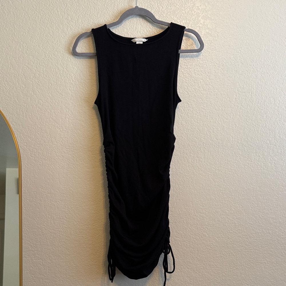 H&M Black Ruched Mini Dress Size Medium